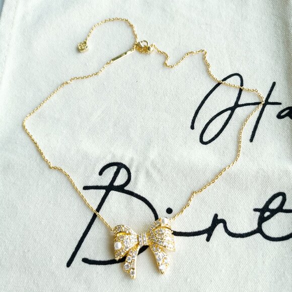 Kendra Scott Bow Necklace - Krista - White Mix Gold - Picture 3 of 4